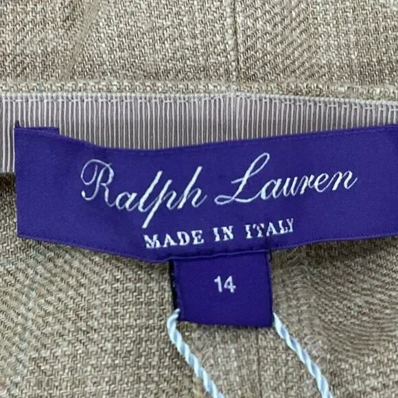 NEW Ralph Lauren Collection Ainsworth Tweed Shorts Tan Sage 14 Silk Linen Blend - Picture 6 of 7
